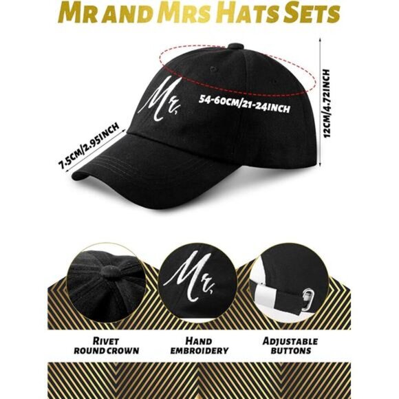 Mr & Mrs Travel Gift Set – Matching Hats, Passport Covers & Luggage Tags - Picture 3 of 7